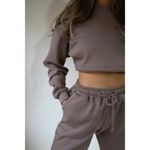 Maglione felpa Crop Taupe loungewear - Product Image 5