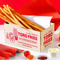Longue boîte d'emballage à emporter en papier kraft jetable pour frites Vente en gros Plateau en carton imprimé personnalisé Boîte alimentaire pour frites
