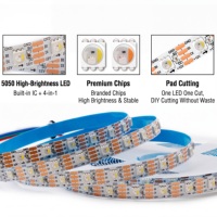Tira LED Programable Sir Wheat de Bajo Voltaje a Todo Color 12V WS2815 RGBW de Cuatro Hilos con Control de Píxel Único y Efecto de Persecución de Color, Impermeable