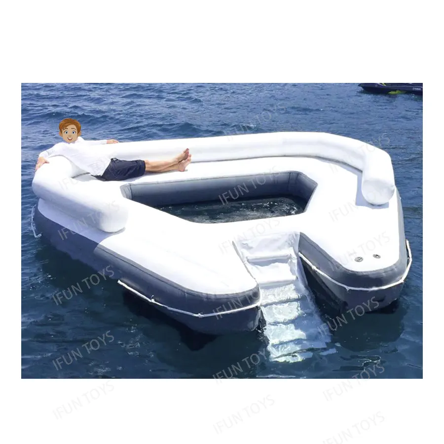 Divano letto gonfiabile con piattaforma galleggiante dell'isola cammina fino a un Bar gonfiabile galleggiante per acqua Spa Dock per Yacht