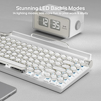 Nuevo Teclado Mecánico Retro con Diseño de Puntos, Tamaño Completo, Retroiluminado, USB-C, Inalámbrico, Modo Dual, para Escritorio, Teléfono Móvil, Tableta, MAC