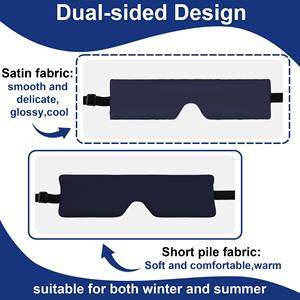 Masque oculaire lesté en flanelle tricotée douce 100% occultante avec sangle élastique réglable pour un sommeil profond et confortable, couleur et logo personnalisables - Product Image 2