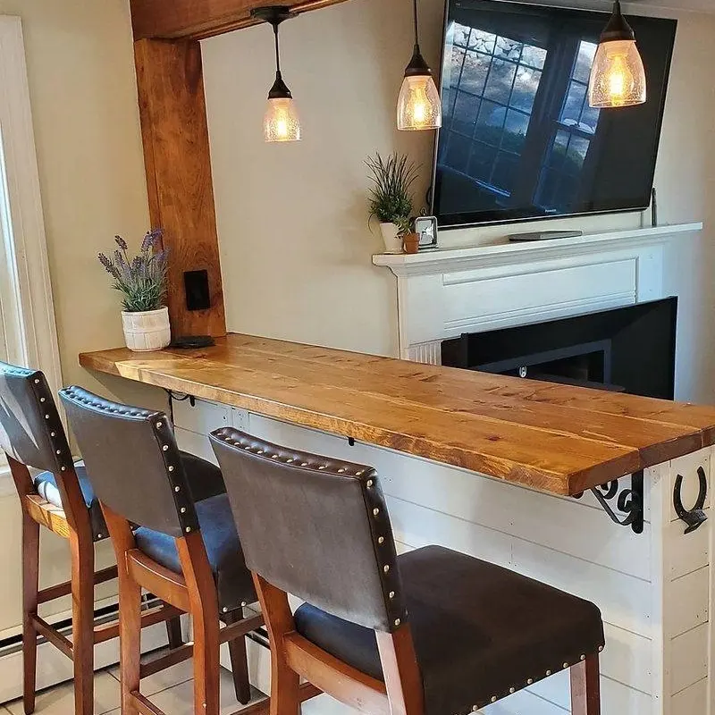 キッチンレストランダイニング木製バーテーブル高天然ロングシェイプ工業用レジャー家具ホテル