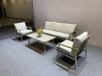 Ensemble de canapé d'extérieur moderne en aluminium portable 4 pièces avec coussins résistants aux intempéries pour patio, jardin et parc