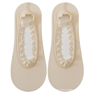 2026 Spring/Summer New Ballet Style Lace Trim Ice Silk Boat <b>Socks</b> Invisible <b>Socks</b> Terry Sole Cotton <b>Socks</b> Women's Single Shoes - Product Image 5