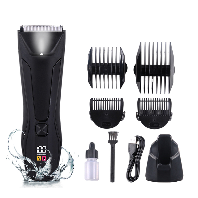 IPX7 Waterproof Body Hair Trimmer for Men Stainless Steel Blade USB Rechargeable Groin Shaver Skin Safe Home Hotel