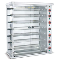Gril de poulet à 7 brochettes rotatives à gaz en acier inoxydable pour hôtel