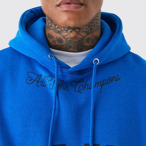 Conjunto de Sudadera con Capucha Azul para Hombre, Corte Holgado, Felpa, Chándal Informal con Bolsillo, Ropa de Otoño - Product Image 5