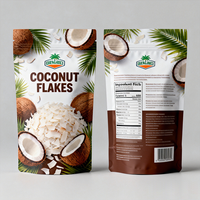 Sachet d'emballage alimentaire personnalisable en aluminium et plastique refermable, idéal pour les flocons de noix de coco et les snacks à base de noix de coco