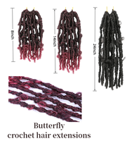 Vente en gros Papillon Locs Cheveux au crochet Fausses mèches Tresses au crochet Extensions Cheveux synthétiques mèches souples Tresse bouclée