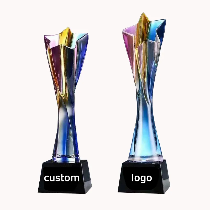 Customized Color UV Printing New Marble Company Champion Souvenir K9 Crystal Material Award Glass Trophy