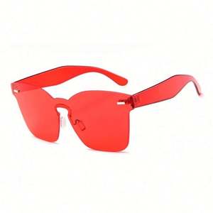 Gafas de Sol de Moda al por Mayor 2021, con Logotipo Personalizado, Estilo Vintage, Montura Plana, Ojo de Gato, Cuadradas, Extra Grandes, sin Montura, para Mujer - Product Image 3