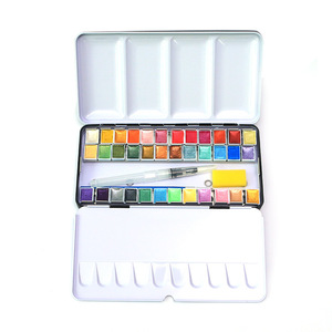 Secolorart-Pintura de acuarela con purpurina, 36 colores metálicos, pintura de acuarela en media sartén - Product Image 1