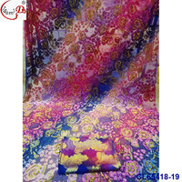 Tissu en satin 100 % polyester léger, brodé à la main, avec dentelle, Lisami Rts Fashion 3.5y Diract+2y Garbasar