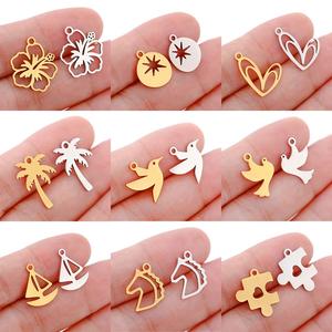 Cocotier Coeur <span class=keywords><strong>Bateau</strong></span> À Voile Fleur En Acier Inoxydable Pendentifs Miroir Poli Charmes pour Bijoux Collier Fournitures En Gros - Product Image 3