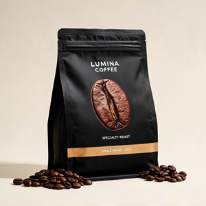 Bolsa de Café Personalizada con Fondo Plano de Papel de Aluminio, Válvula Unidireccional y Cierre Hermético, Grado Alimenticio, para 12oz, 1lb, 2lb de Granos de Café - Product Image 1