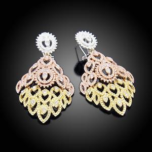 Yulaili-Conjuntos de joyas de oro de Dubái de alta calidad, cristal con forma de hoja Tricolor, collar grande, pendientes africanos, joyería de boda nigeriana - Product Image 6