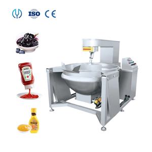 Ketel Pengaduk Komersial 100 300 500 Liter Dua Lapis untuk Membuat Selai, Memasak, Mengaduk Minyak LPG, Uap, Permen, Saus Tomat, dengan Pengaduk - Product Image 1