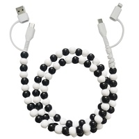 Kabel Data Mutiara Dua-dalam-Dua PD, Kabel Pengisian Daya & Transfer Data Berbentuk Manik-manik Tipe-C/L Dual-USB Empat-dalam-Satu