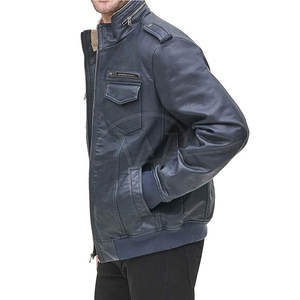 Chaqueta de cuero de talla grande de alta calidad, chaqueta de cuero para uso en exteriores, chaqueta de cuero para hombre con cuello levantado - Product Image 3