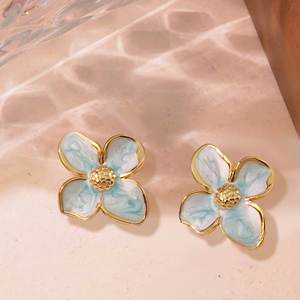 Fashion flower butterfly Four-leaf <b>earrings</b> <b>Top</b>-rated to Ship Inventory Recycled Stainless Steel Lightweight Comfort wholesale - Product Image 2