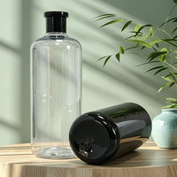 Botol Toner Kosmetik Kosong 480ml Silinder Serum dengan Tutup Hitam untuk Penghapus Rias Air Mawar Kemasan Kosmetik Model 92