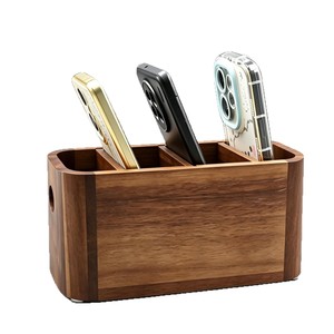 Wooden Storage Tray Rectangle 3 Compartments For Remote <b>Control</b> Cosmetic Kitchen Tableware Organizing Household Use - Product Image 1