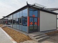 Bureau modulaire préfabriqué en conteneur, design moderne, mur-rideau en verre respirant, emballage plat, mobile, pour usage extérieur