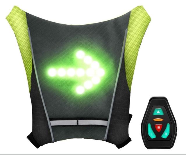 Wireless Cycling Reflective LED Vest with Turn Signal CE ROHS Certified Nylon Material Remote Control Direction Indicator