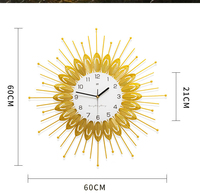 Jam Dinding Digital Modern Mewah Desain Daun Emas, Tanpa Suara, untuk Ruang Tamu dan Kamar Tidur