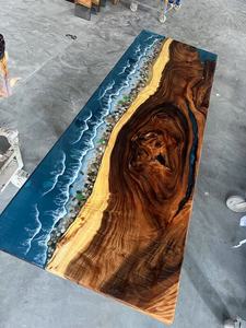 Tuyệt đẹp tự nhiên sống cạnh nhựa bảng với màu xanh lá cây Epoxy sông Gỗ Tếch cơ sở - Product Image 4