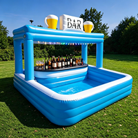 Bar de piscine gonflable commercial exceptionnel, pub gonflable aquatique pour adultes et enfants, idéal pour fêtes, événements et jardins 4,5m x 4,5m