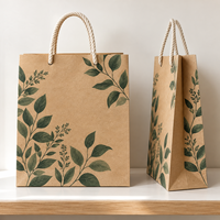 Sacs cadeaux en papier kraft premium avec poignées en corde de coton, sacs de shopping à soufflets personnalisés pour la vente au détail et les événements B198