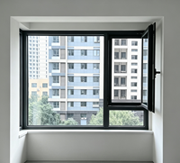 Ventana Abatible y Giratoria de Aluminio de Alta Resistencia con Doble Vidrio Low-E Impermeable para Proyectos Comerciales