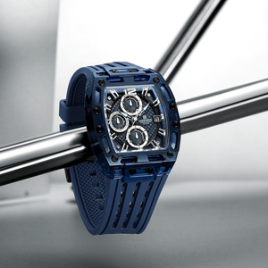 NAVIFORCE 7105 BEBEBE 5ATM Montre étanche en acrylique HD avec barillet creux, cristal pour homme, montre-bracelet carrée, bracelet en plastique PC et silicone - Product Image 3