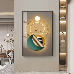 Cadre abstrait de luxe géométrique lumière et anneau circulaire images d'art mural <span class=keywords><strong>peinture</strong></span> en porcelaine de cristal pour la décoration de la maison et du salon - Product Image 2
