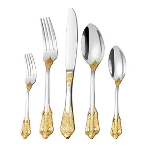 저렴한 개인 합리적인 가격 럭셔리 스테인레스 스틸 칼 붙이 세트 우아한 골드 실버 flatware 결혼식 세트