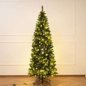Pointed-Tip PVC <b>Lighted</b> Pencil Christmas <b>Tree</b>, Realistic Automatic <b>Tree</b> for Bedroom, Living Room & Mall Decoration - Product Image 2