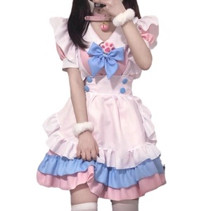 Tenue de demoiselle d'honneur Lolita, robe noire et blanche avec nœud et tablier pour costume de cosplay, spectacle sur scène - Product Image 4