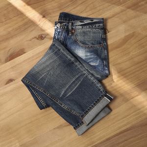 メンズ新セルベージクロップドデニムパンツ日本のダークブルー猫猫猫猫小さな足裂きデザインSelvedgeデニムジーンズ男性 - Product Image 2