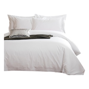 Factory 60 <strong>Count</strong> Four-Piece Set All-Season White Satin Hotel <strong>Linen</strong> 100% Cotton Digital Printing Plain Design Woven Technique - Product Image 1