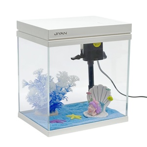 Elegante <span class=keywords><strong>Acquario</strong></span> Moderno ad Angolo Retto in Vetro con Pompa Interna Ultra Silenziosa, Terrario per Piccole Tartarughe - Product Image 1