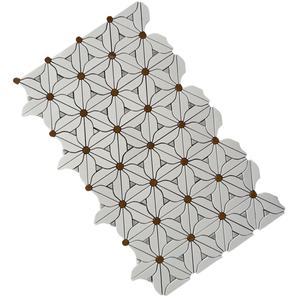 Carrara blanc marbre Grand poisson échelle éventail forme mosaïque carrelage aiguisé cuisine bain mur sol dosseret <span class=keywords><strong>douche</strong></span> - Product Image 1