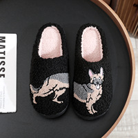 Personnalisé mignon hiver chaud peluche floue maison teckel chien chat animal pantoufles en peluche pour les femmes