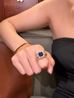 10K 14K 18K Gold Herrenring mit im Labor gezüchtetem blauem Saphir, Diamant-Blatt-Siegelring, Statement-Ring, kundenspezifisch OEM ODM