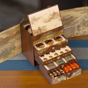 Cajas de Regalo de Té Personalizadas, Seis Cajas de Té Grandes, Qianli Jiangshan, Té de Ceremonia de Alta Gama, Regalo para Ancianos - Product Image 4