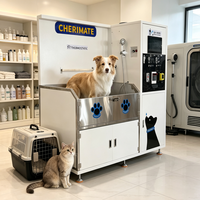 Machine de lavage et de séchage pour animaux de compagnie en acier inoxydable de luxe pour salle de bain, avec panneau de commande intelligent pour chats et chiens