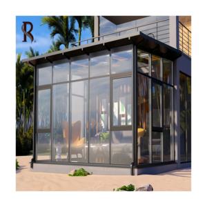<span class=keywords><strong>Rising</strong></span> Extérieur Patio Taille Personnalisée En Aluminium Serre <span class=keywords><strong>Sun</strong></span> Room Enceinte 4 Saisons Incliné Triangle Toit Solaires Maison En Verre - Product Image 1