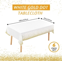 Nappe en plastique 54 "X 108" pour Thanksgiving Anniversaire Couverture de table de mariage de Noël avec motif blanc et or