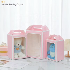 Fenêtre transparente petite fille poupée jouets boîte d'emballage boîte de papier d'impression de taille personnalisée avec poignée - Product Image 1